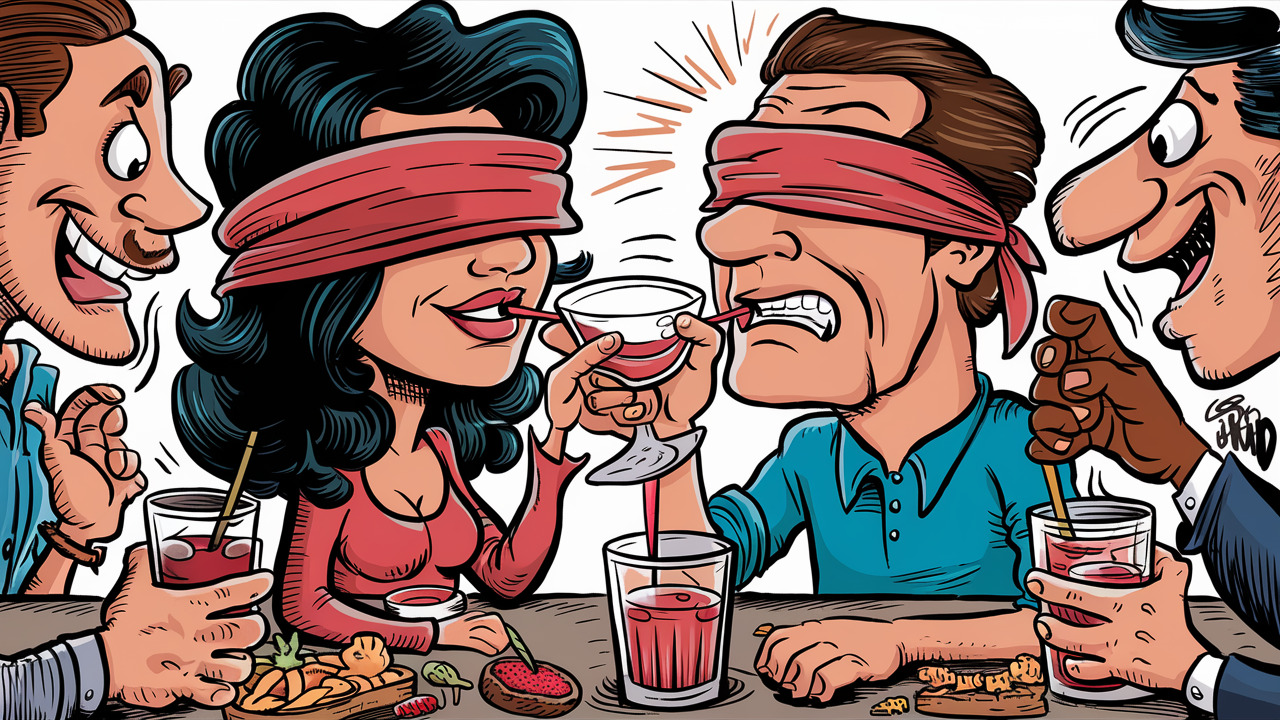 The Blindfolded Taste Test drinking games for couples without cards