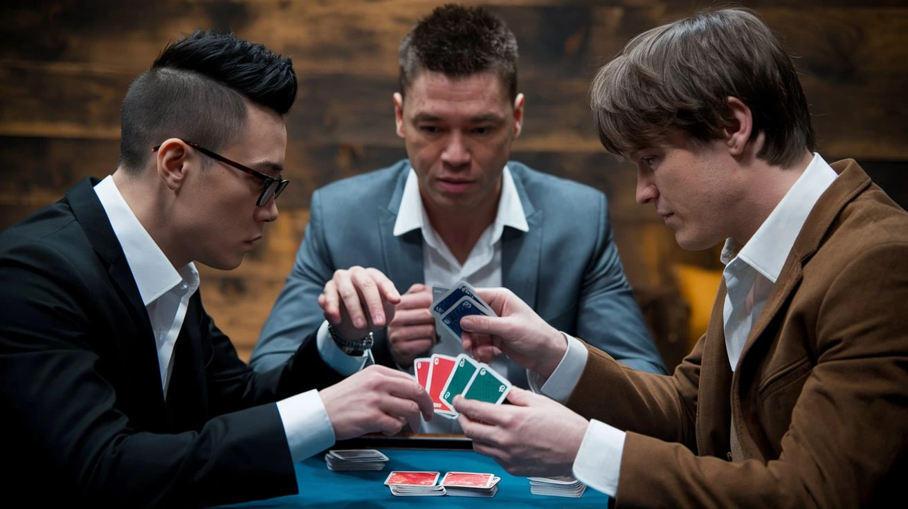 Palace shedding card game for 3 players