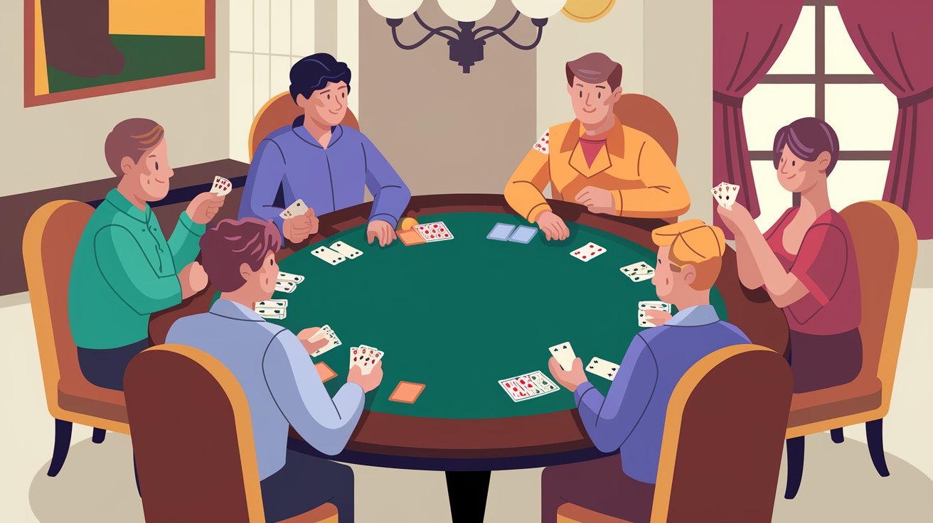Pinochle card game with 6 players