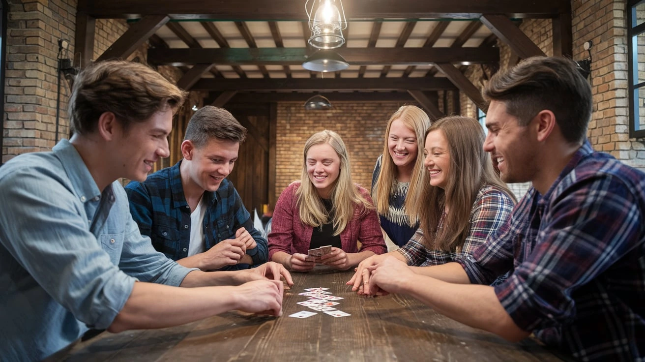 Pitch card games for large groups of people