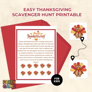 Rescue The Runaway Turkeys - Easy Thanksgiving Scavenger Hunt Printable for Kids