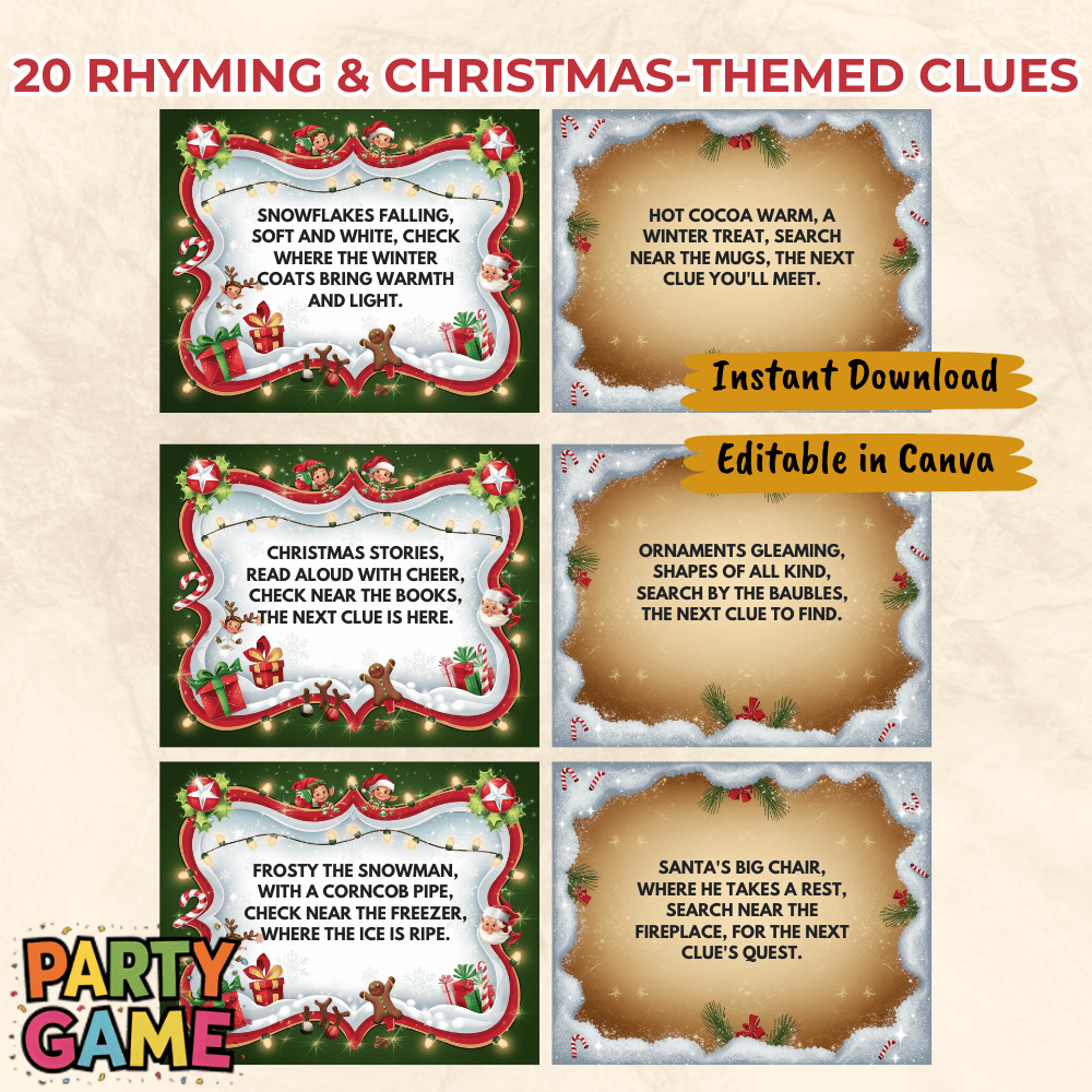 Editable Indoor Christmas Scavenger Hunt for Kids Clue 2
