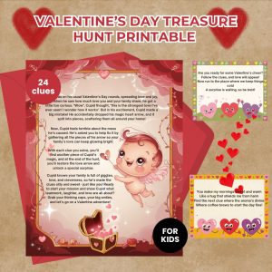 Cute Valentine Day Treasure Hunt Printable for Kids and Preschoolers