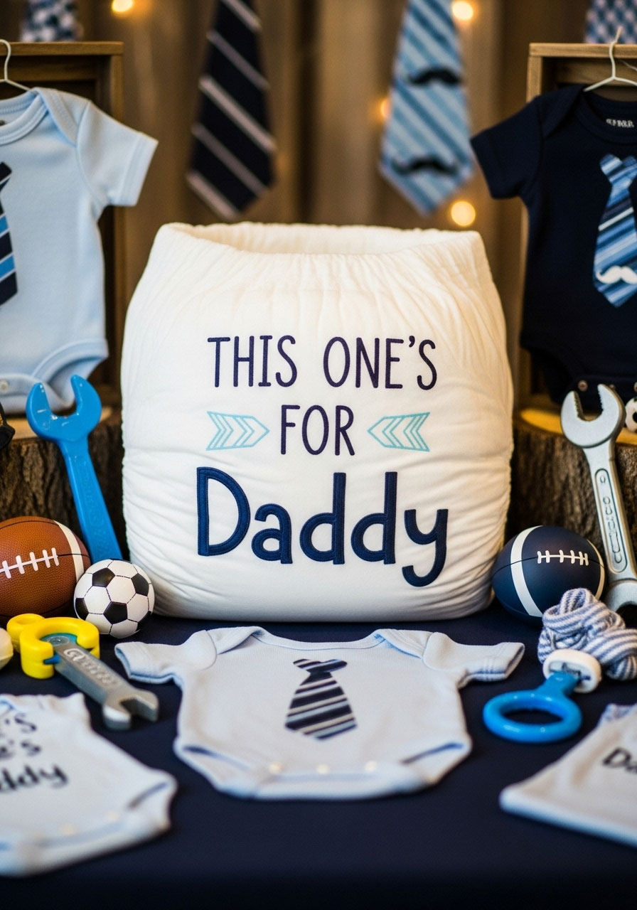 This One's for Daddy shower diaper message