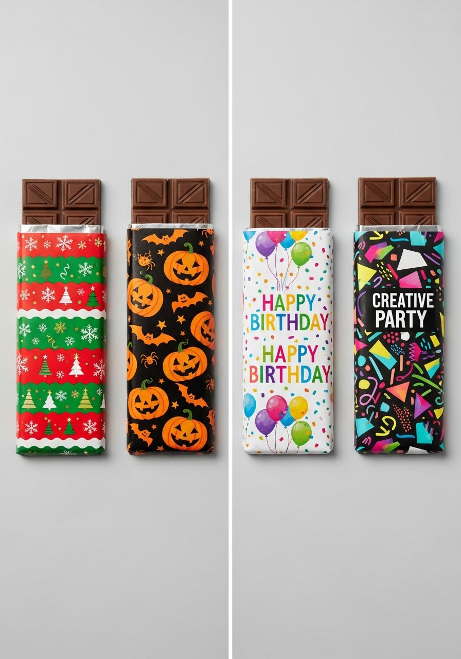 Candy bar game variations for different occasions including Christmas, Halloween, and birthday parties