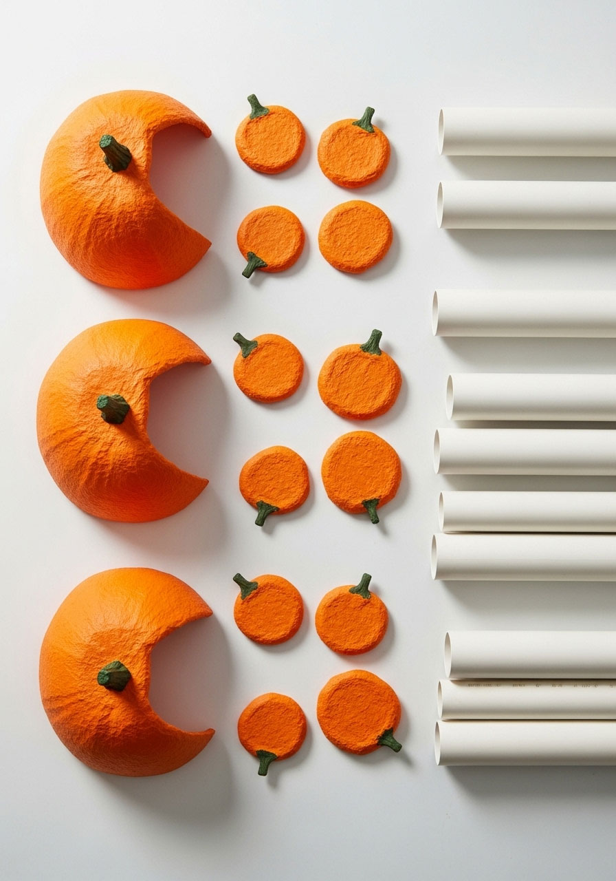 DIY outdoor pumpkins disassembled showing easy storage solution for reuse next year