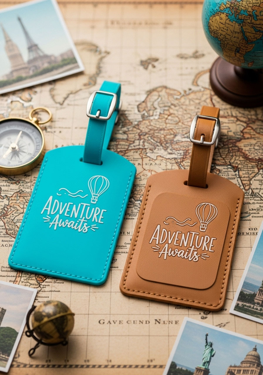 A set of two fun and durable luggage tags, a perfect prize for a guest who loves to travel.