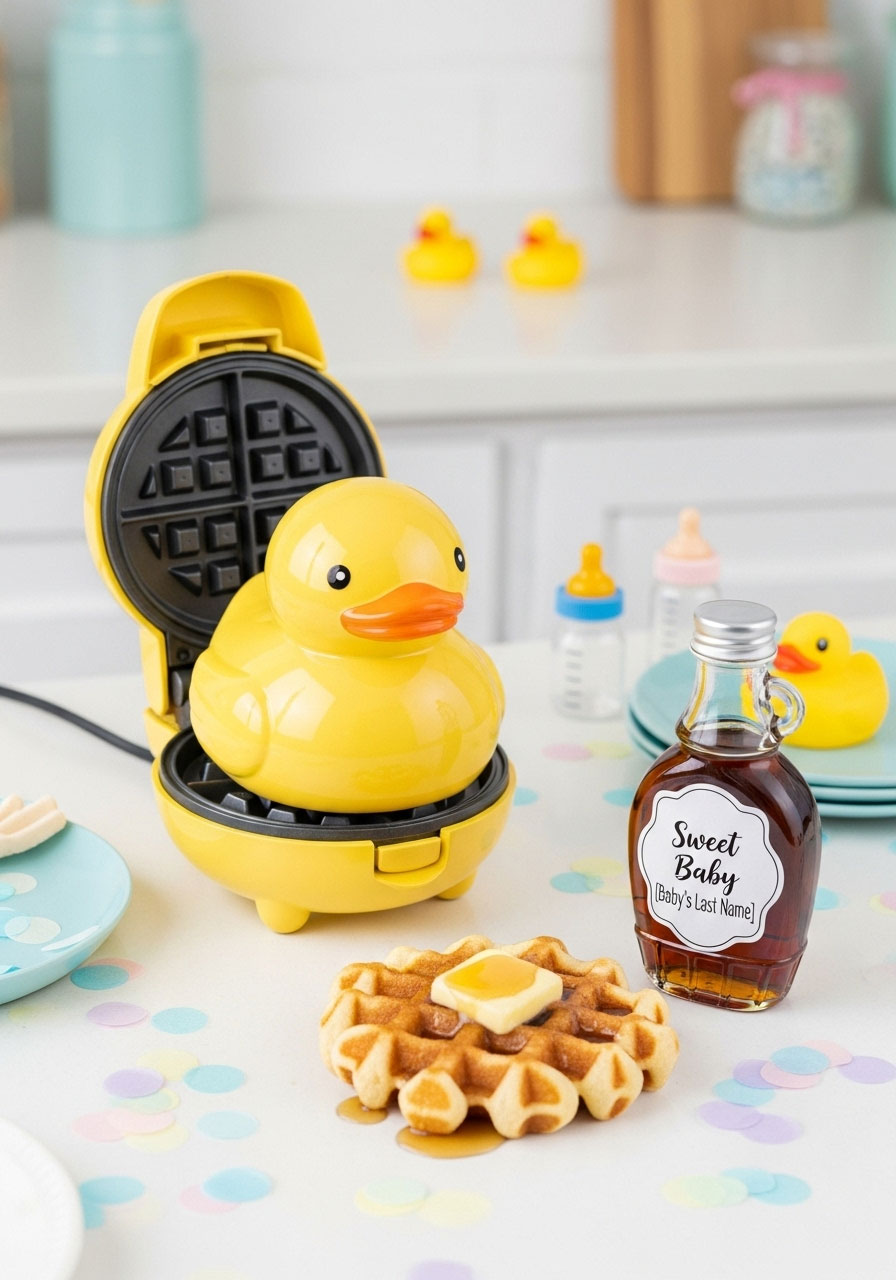 A cute and colorful mini waffle maker, a fun and unexpected kitchen gadget prize.