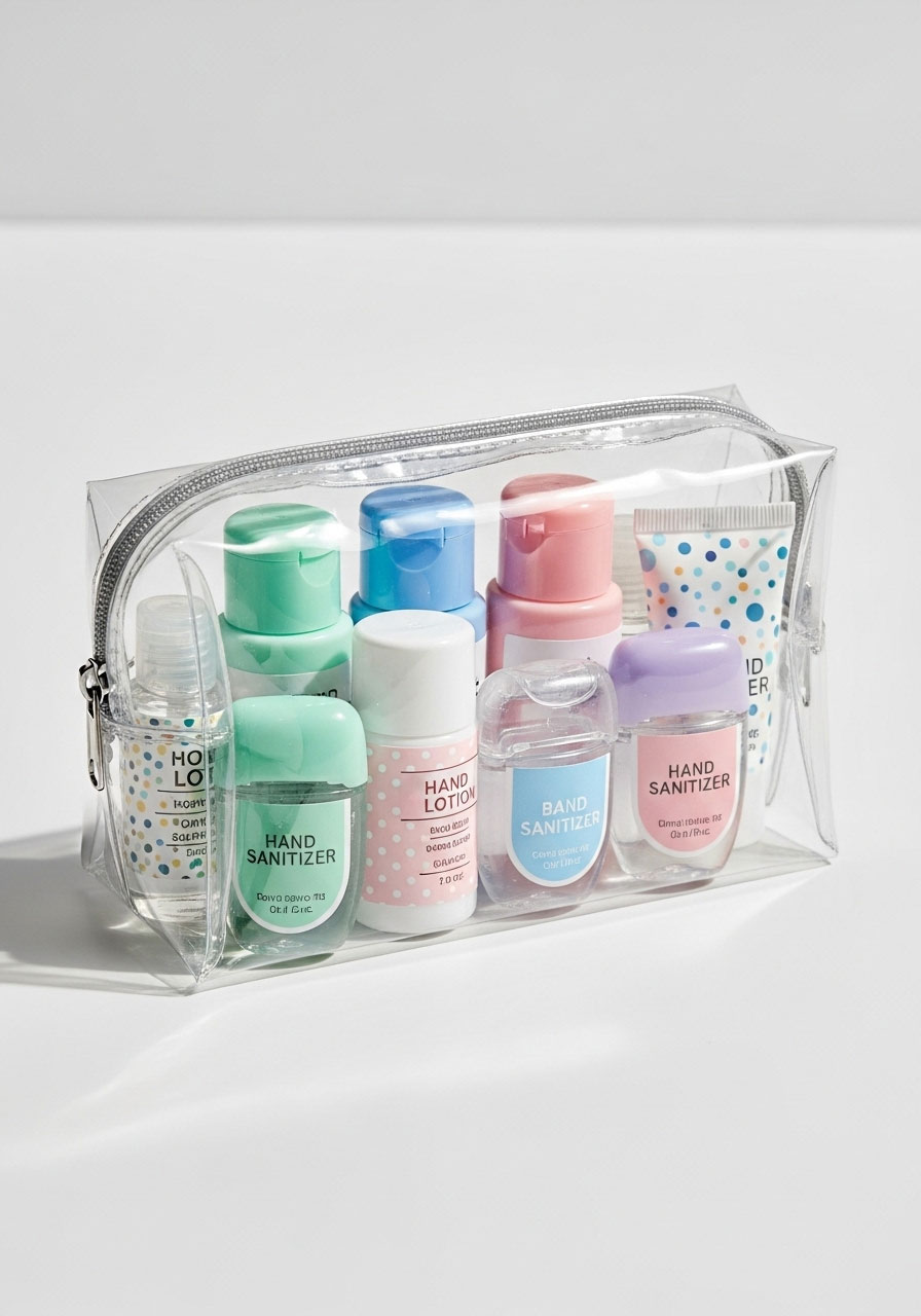 A small bag containing mini hand lotions and sanitizers, a useful on-the-go prize.
