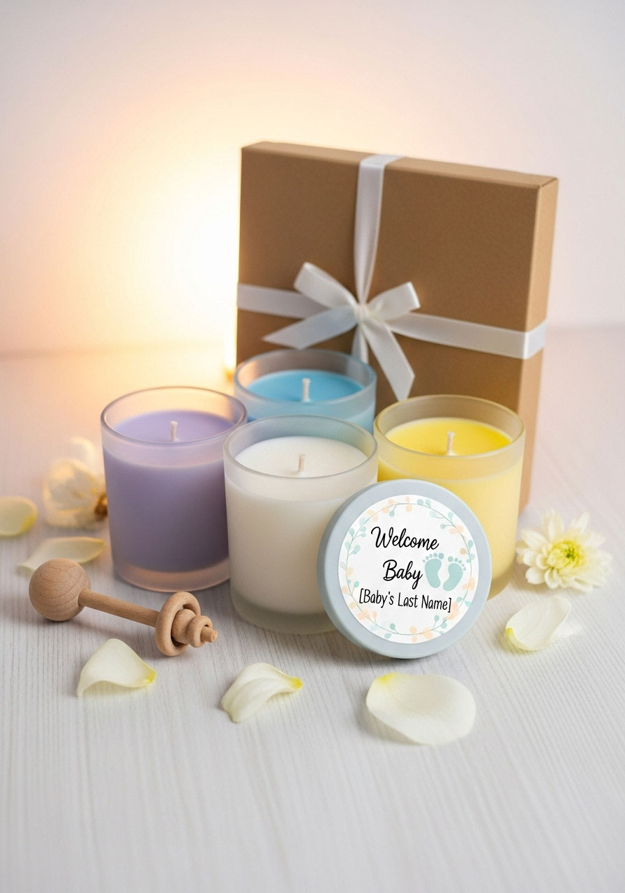 A beautifully packaged gift set of scented candles, a popular baby shower game prize idea.
