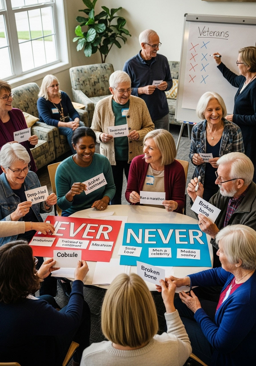 Thanksgiving Ever or Never game with family sharing holiday experiences and marking responses
