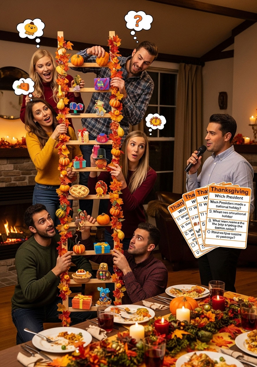 Thanksgiving Millionaire Trivia game with prize ladder and multiple-choice questions setup