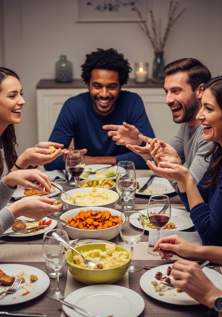Thanksgiving This or That game with family choosing between holiday preference options