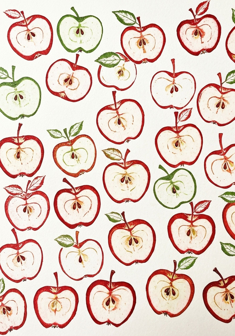 Apple stamping craft using fruit printing technique for kids