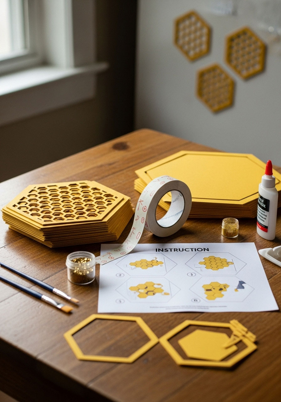 DIY honeycomb hexagon backdrop kit with pre cut shapes for baby shower photo wall