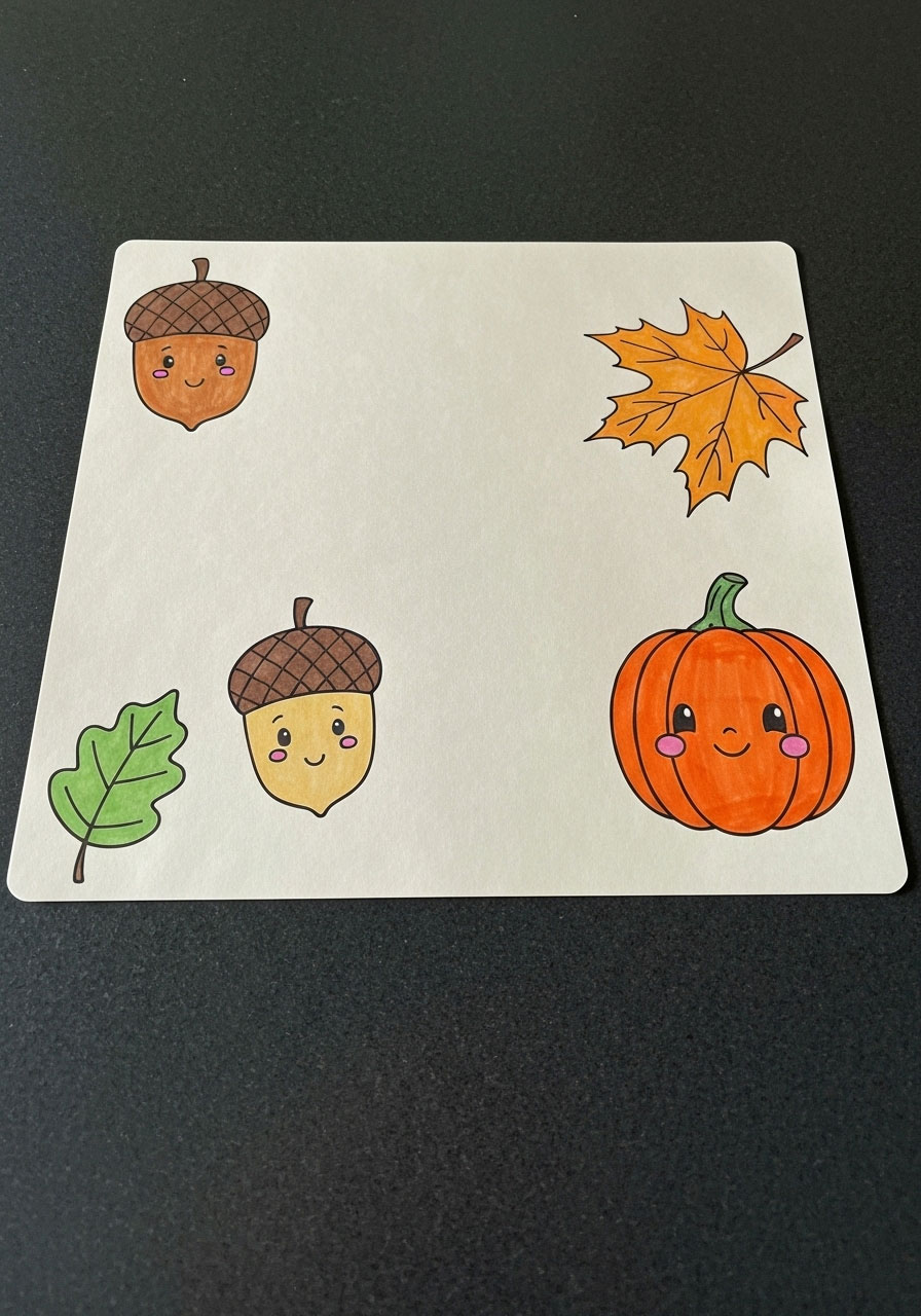 Fall placemat craft laminated for autumn table decoration made by kids