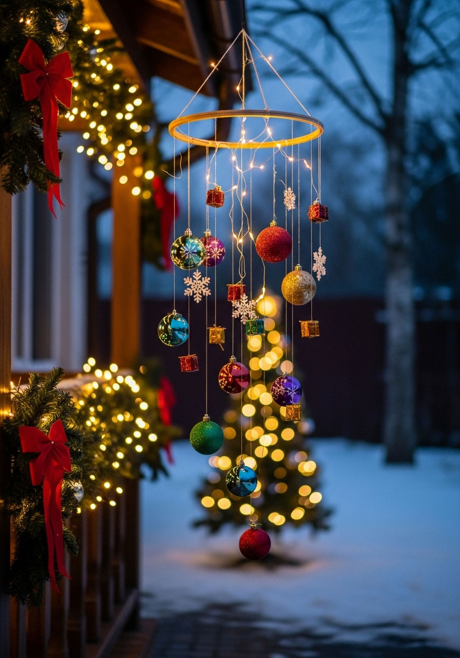 DIY hanging ornament clusters at varying heights