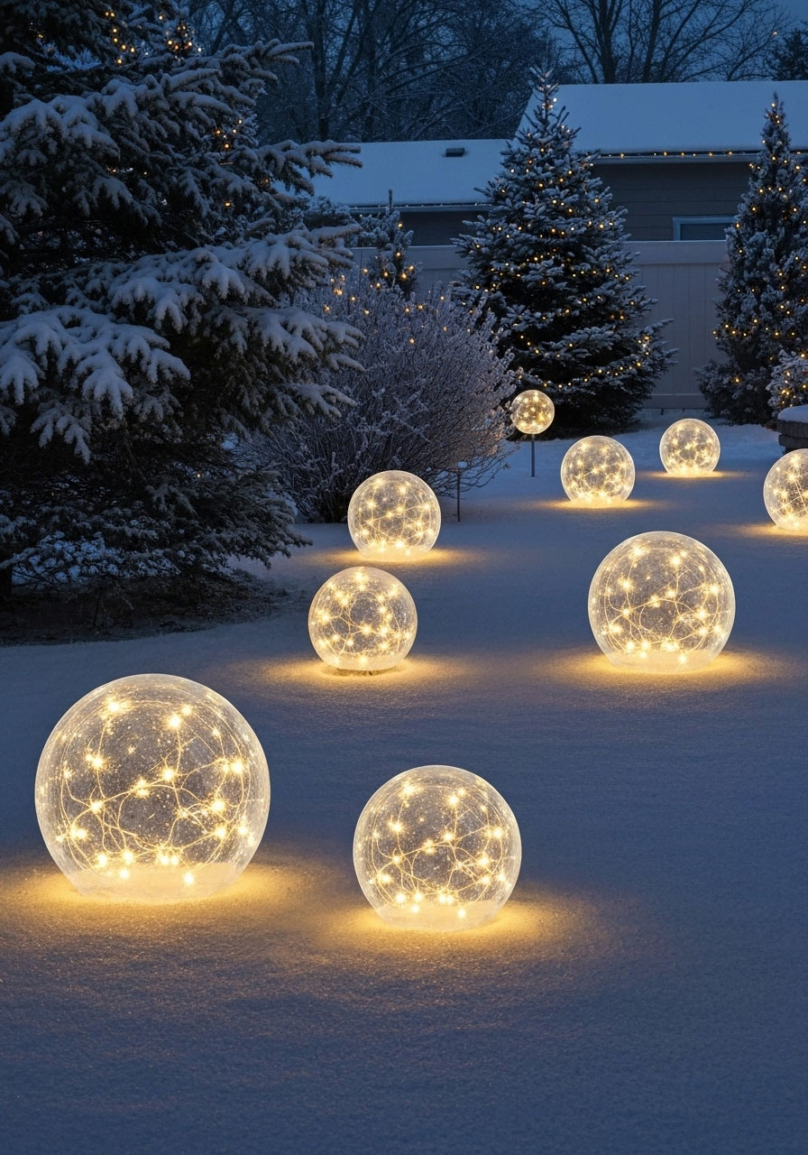 DIY simple ice lanterns with LED lights inside