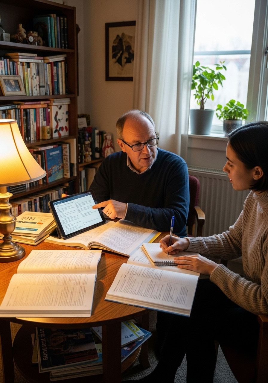 Person taking language lessons with tutor as Christmas educational experience gift