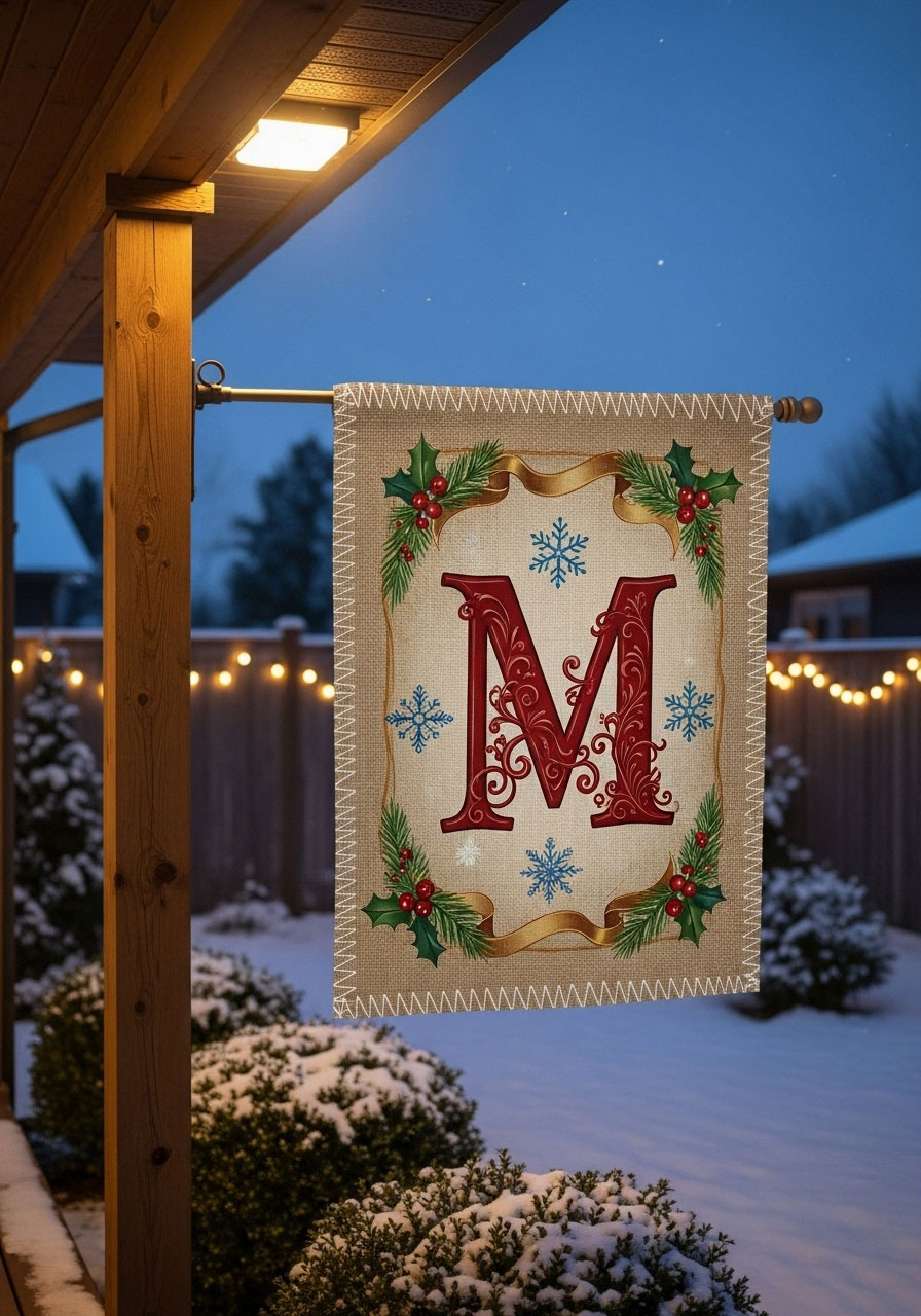 DIY monogrammed Christmas flag with family initial