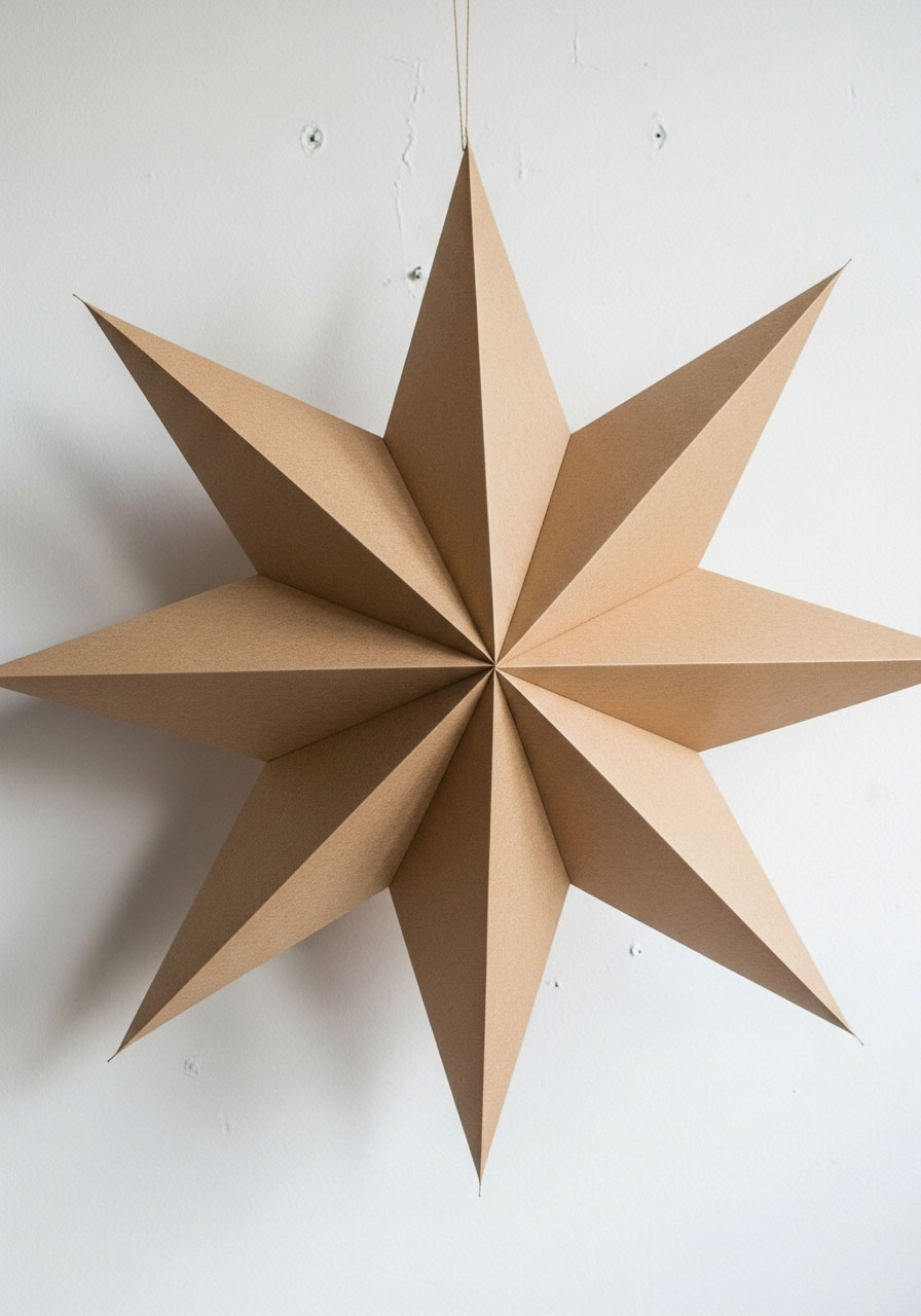 Paper bag star ornaments Scandinavian Christmas craft, dimensional Nordic style adult DIY holiday decoration