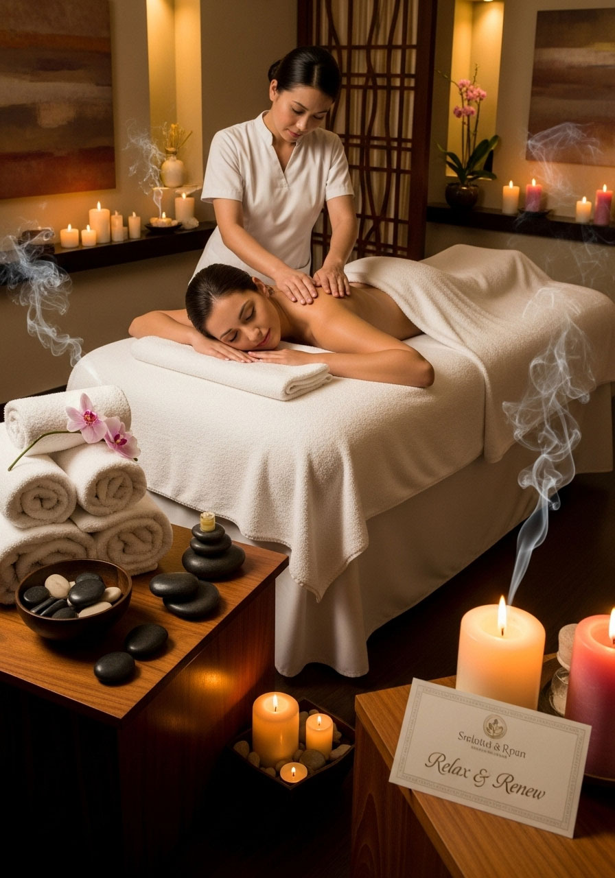 Person receiving relaxing spa day massage treatment as Christmas experience gift