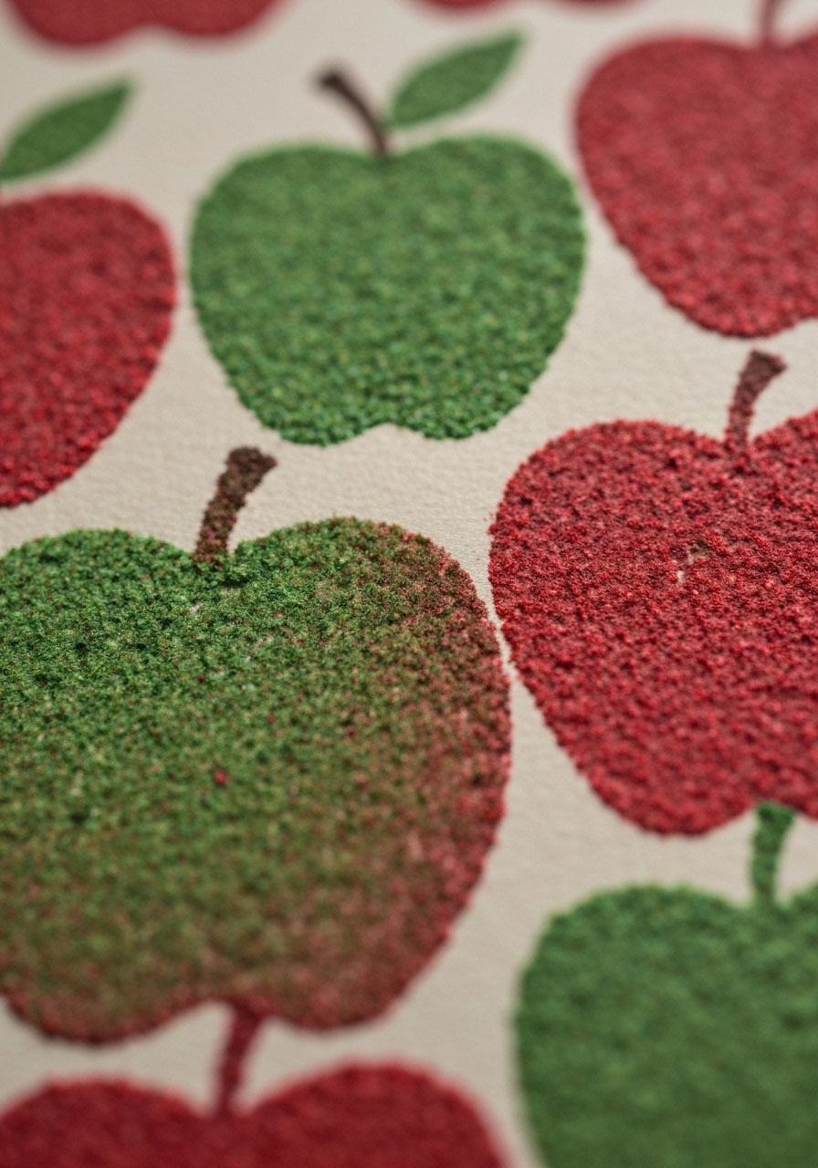 Sponge painted apple craft with textured autumn painting for children