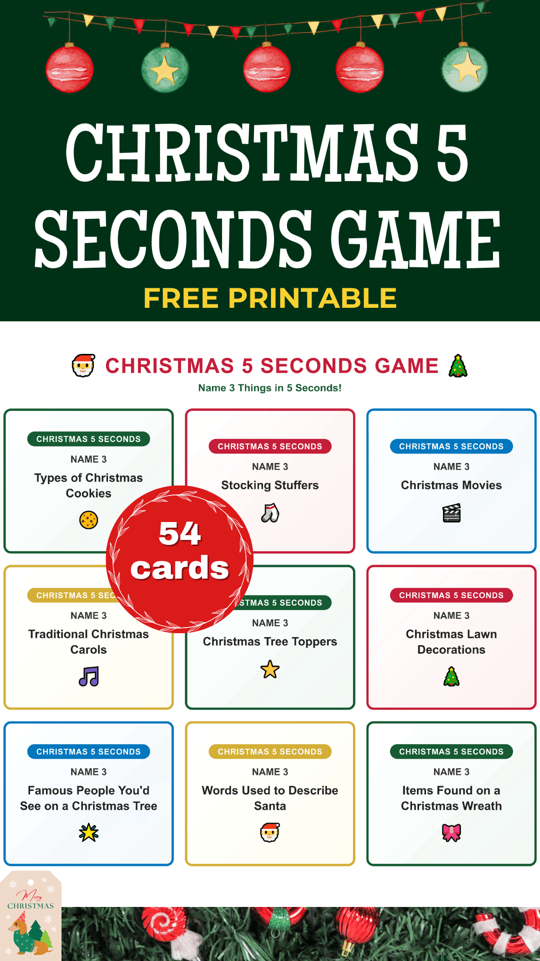 Christmas 5 seconds game free printable