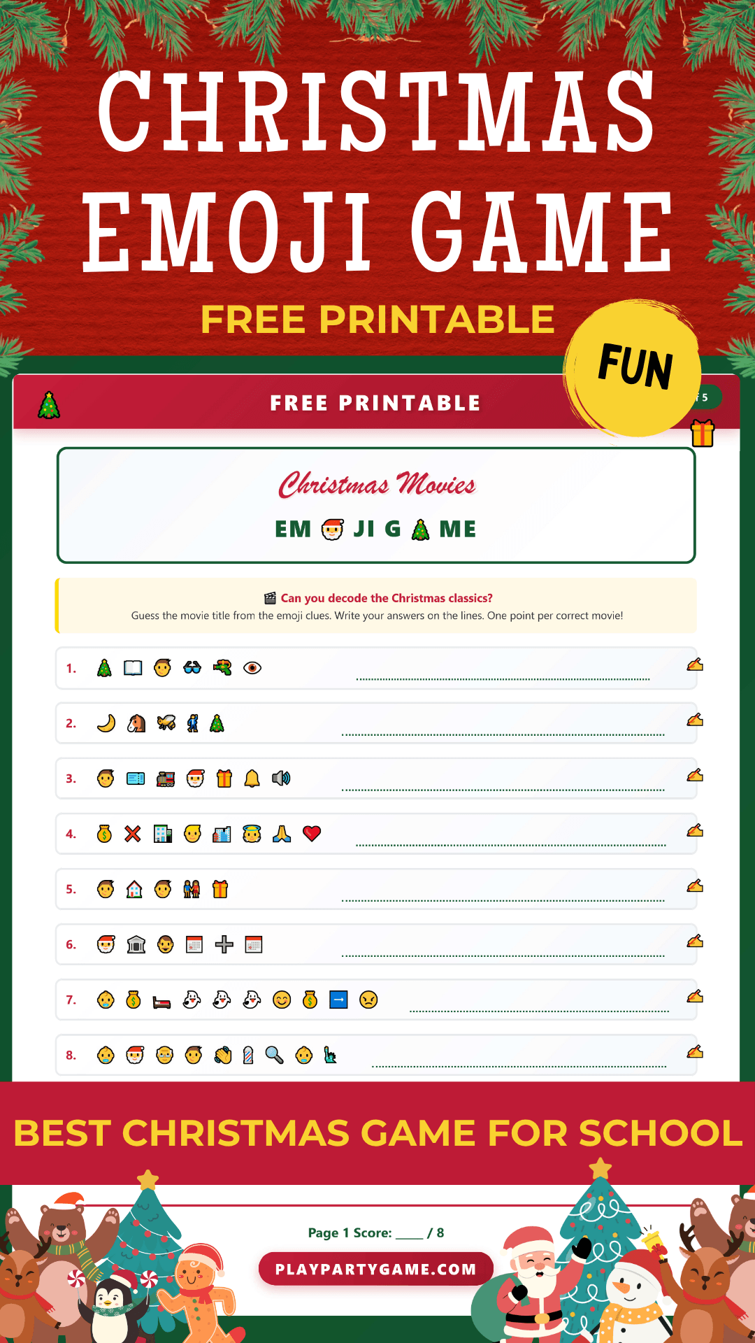 Christmas Emoji Game Free Printable