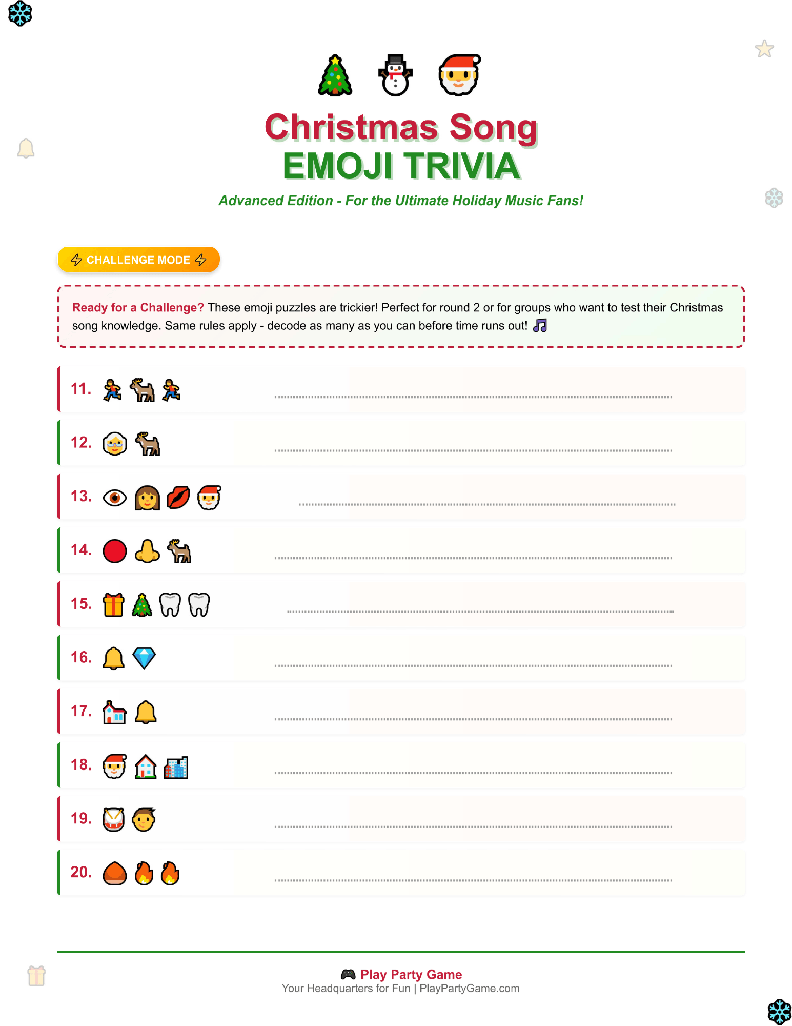 Christmas Song
EMOJI game advanced edition free printable