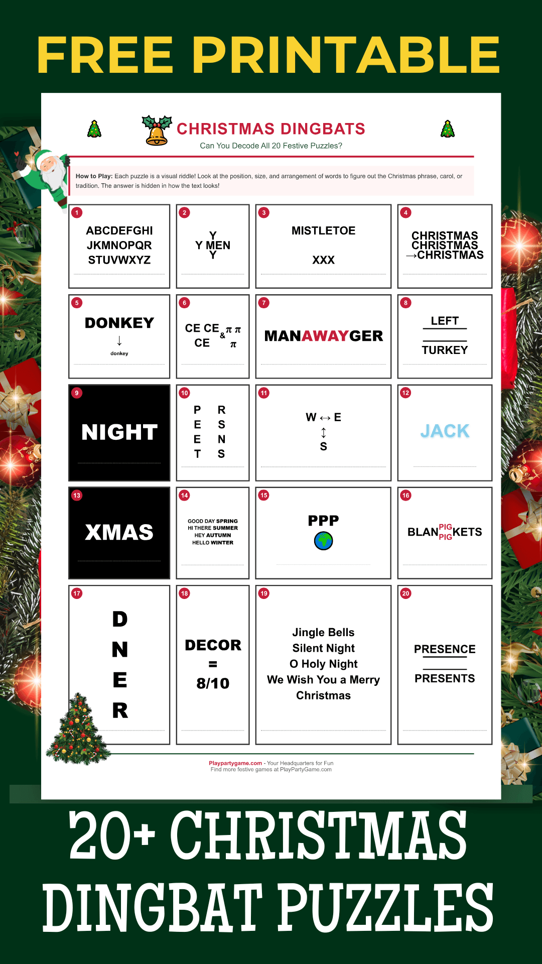 Dingbat Puzzle Christmas Game Free Printable