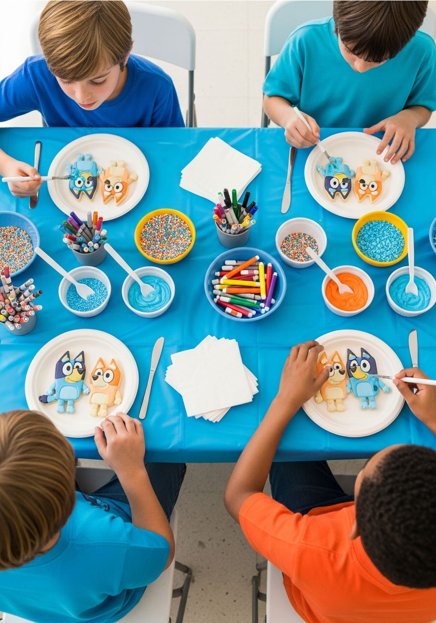 Tween painting metallic dipped effect on air-dry clay earrings at birthday party craft table