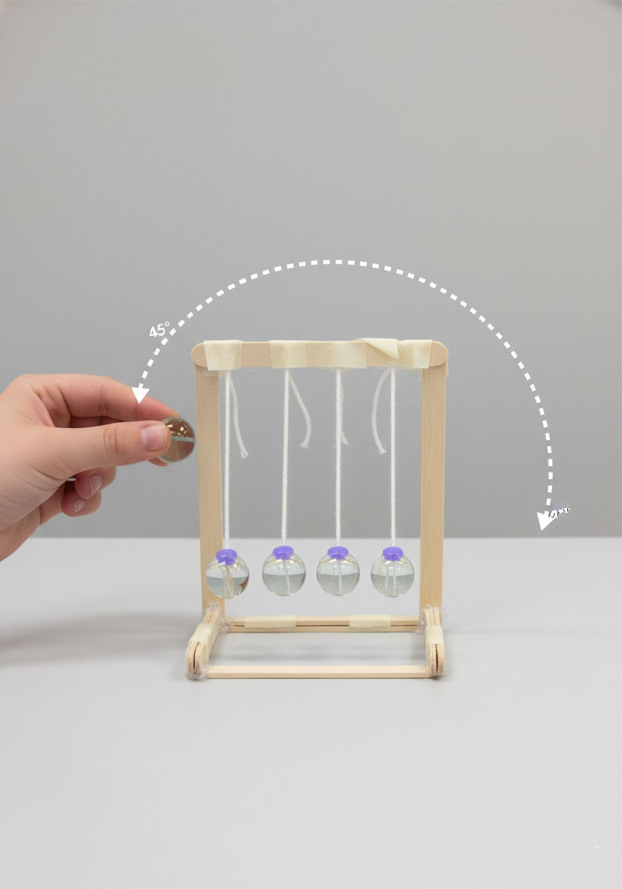 Newton's Cradle demonstrating energy transfer and equal opposite reaction showing Newton's Third Law in action