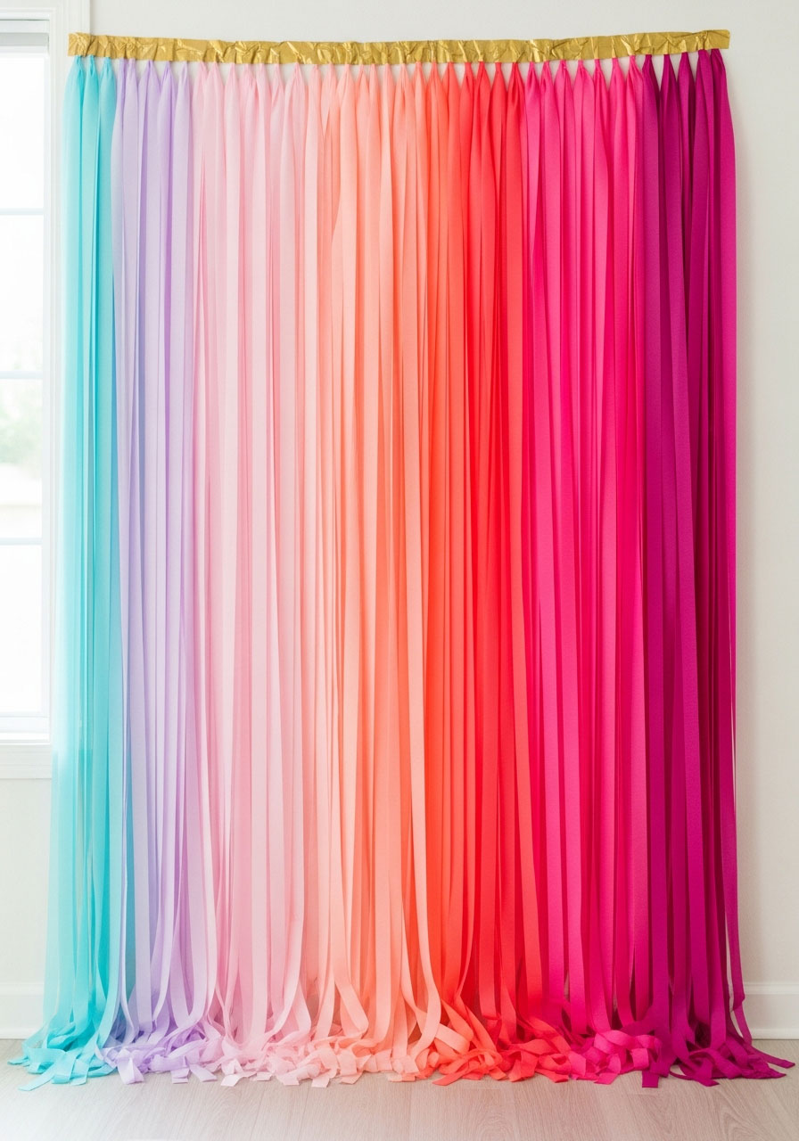 Elegant ombré pink DIY backdrop variation showing gradient color transition from light to dark pink