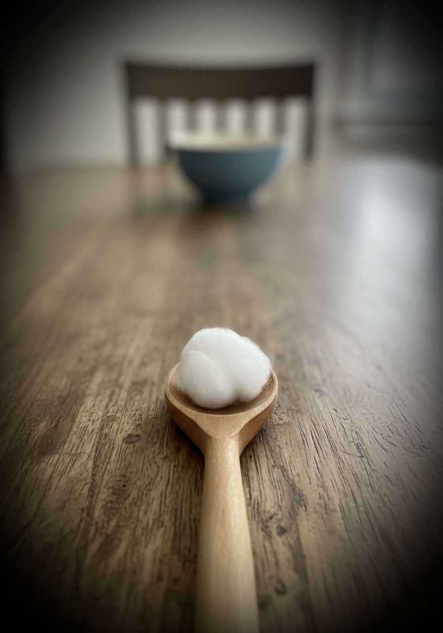 First-person POV shot simulating the blindfolded experience of scooping cotton balls in this sensory Minute to Win It game.