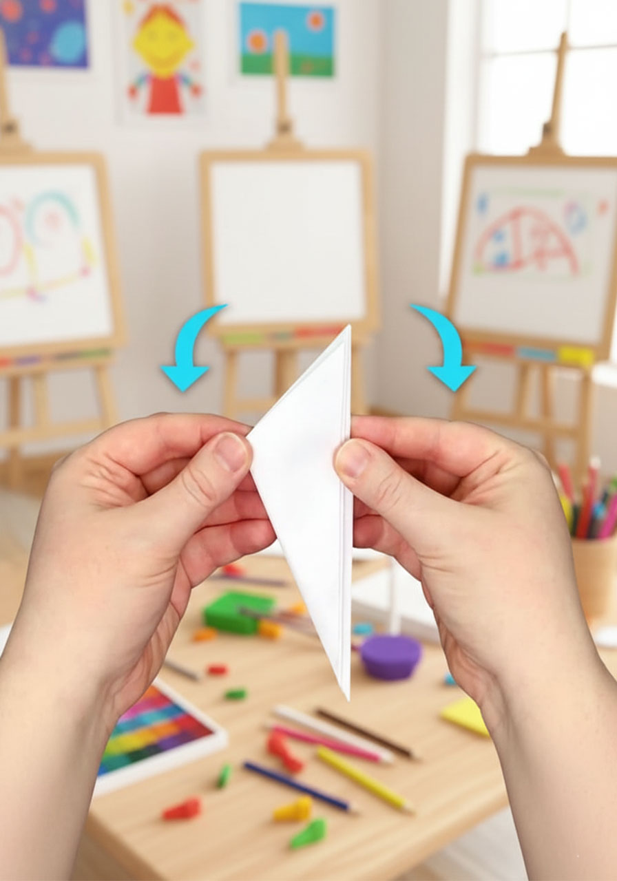 Flipping paper claw over with point facing toward you for locking step