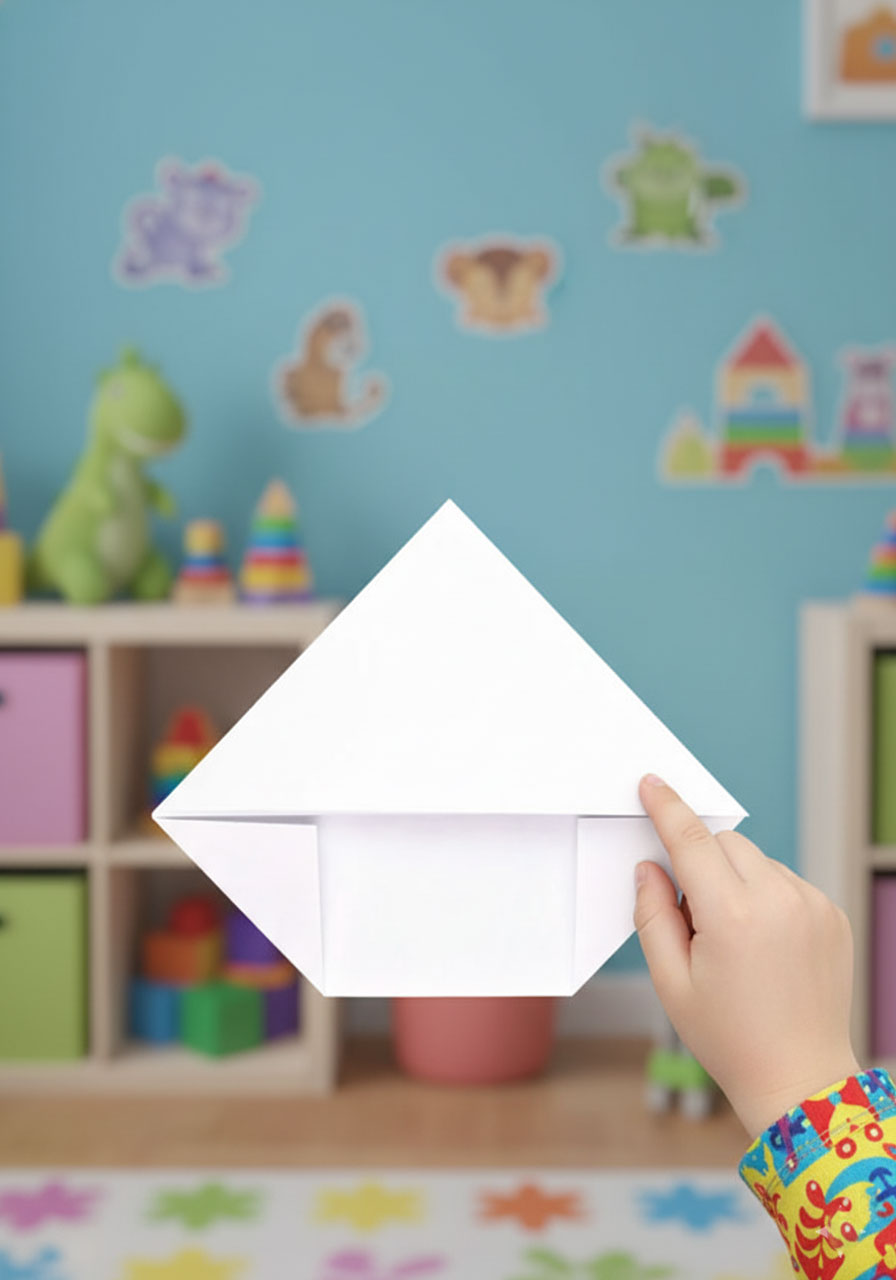 Mirroring the fold on right side to create symmetrical paper claw base structure