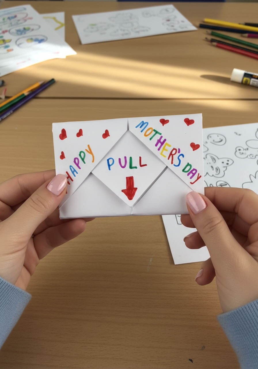 DIY-Pull-Tab-Mother's-Day-Card-Decorate the Outside and Add the Pull Tab
