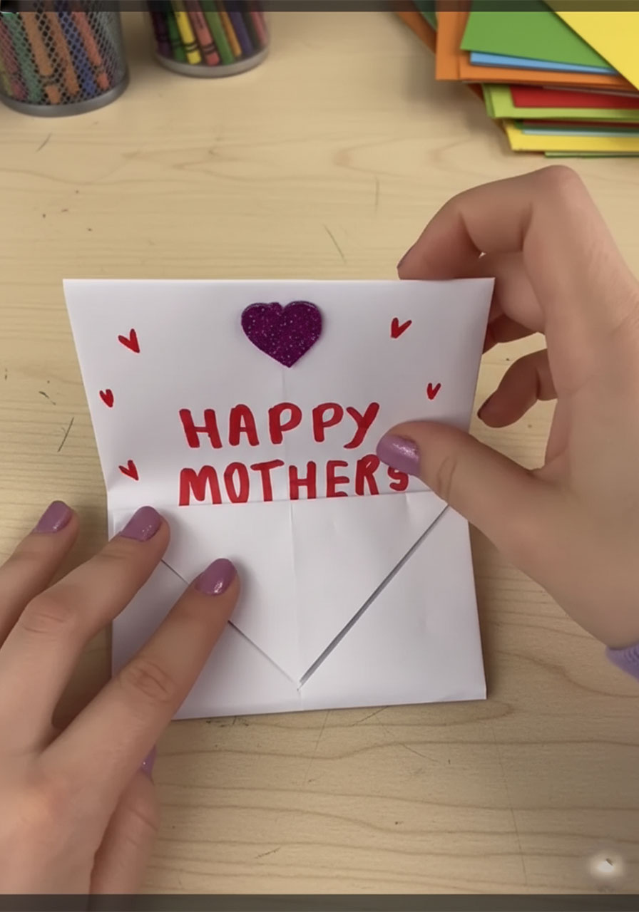 DIY-Pull-Tab-Mother's-Day-Card-Fold the Tips Back Down-2