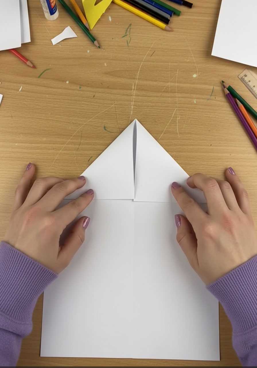 DIY Pull-Tab Mother's Day Card - Fold the Top Corners In - step 1
