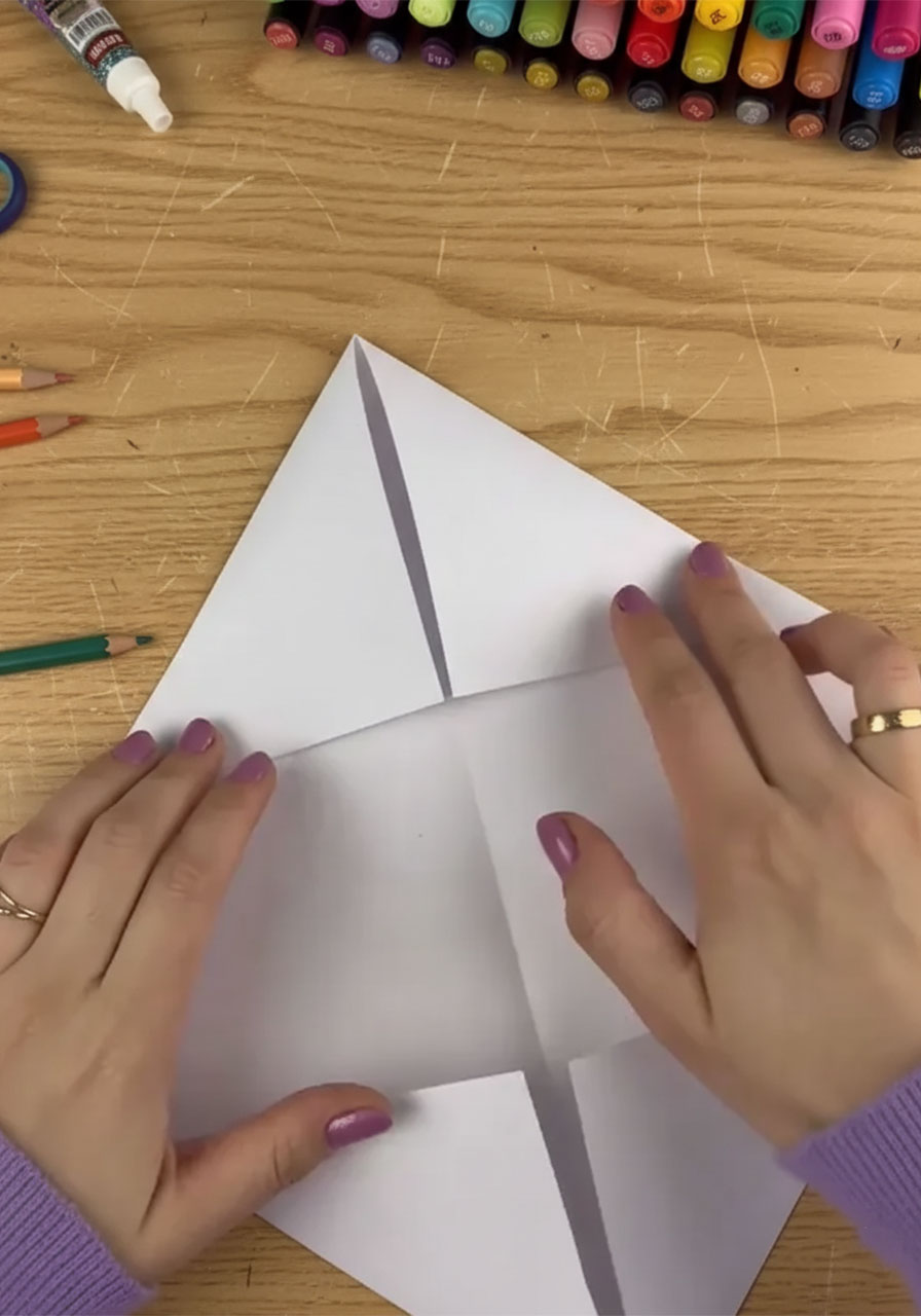 DIY Pull-Tab Mother's Day Card - Fold the bottom Corners In - step 1