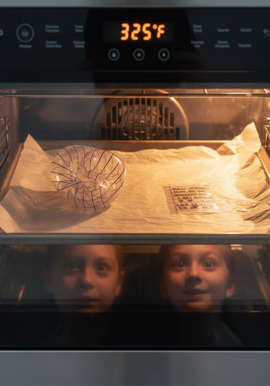 Shrink plastic notebook paper keychains curling and shrinking inside 325 degree oven on parchment lined baking sheet