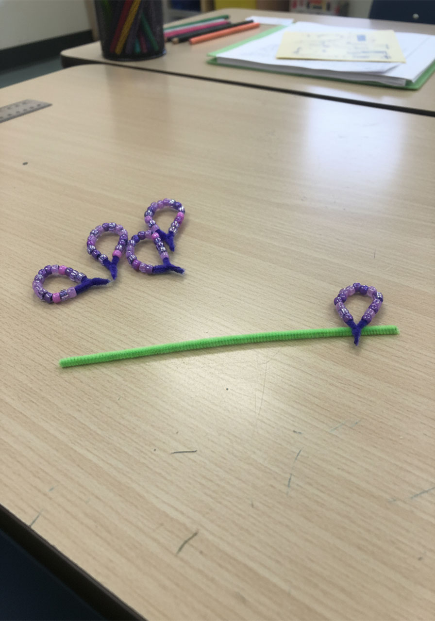 Attach the First Petal to the Green Stem