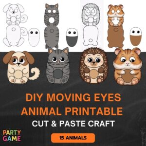 DIY Moving Eyes Animal Printable - cut and paste paper craft printable for kids