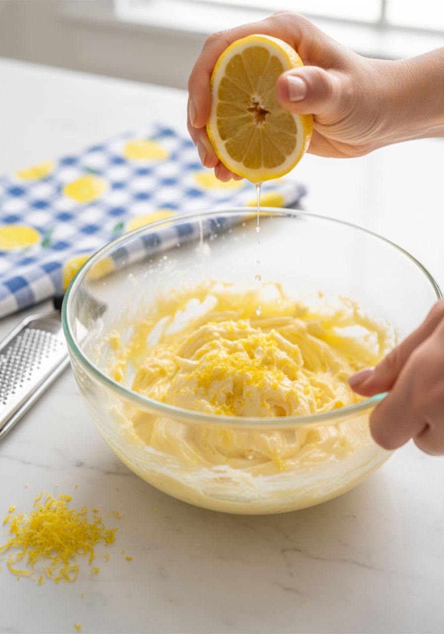 Adding fresh lemon zest and lemon juice to sugar free lemon cookie batter