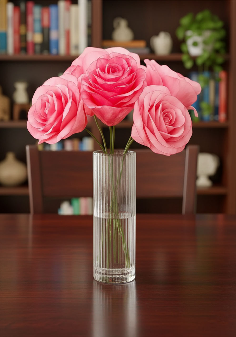 Blush pink coffee filter roses in a cream ceramic vase, beautiful Mother's Day gift idea made from coffee filters and watercolor paint