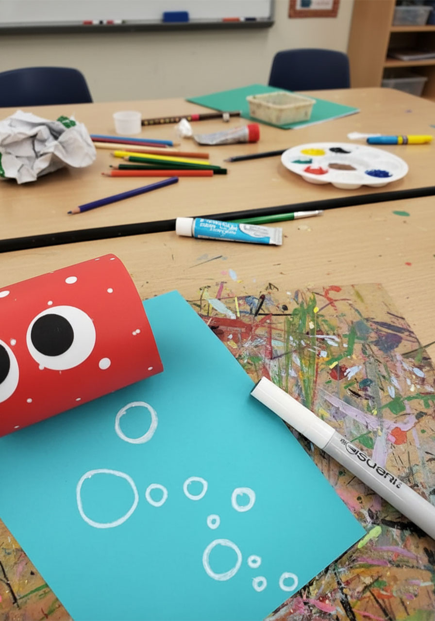 paper-loop-pufferfish-craft-Step 8a Add bubbles to the background