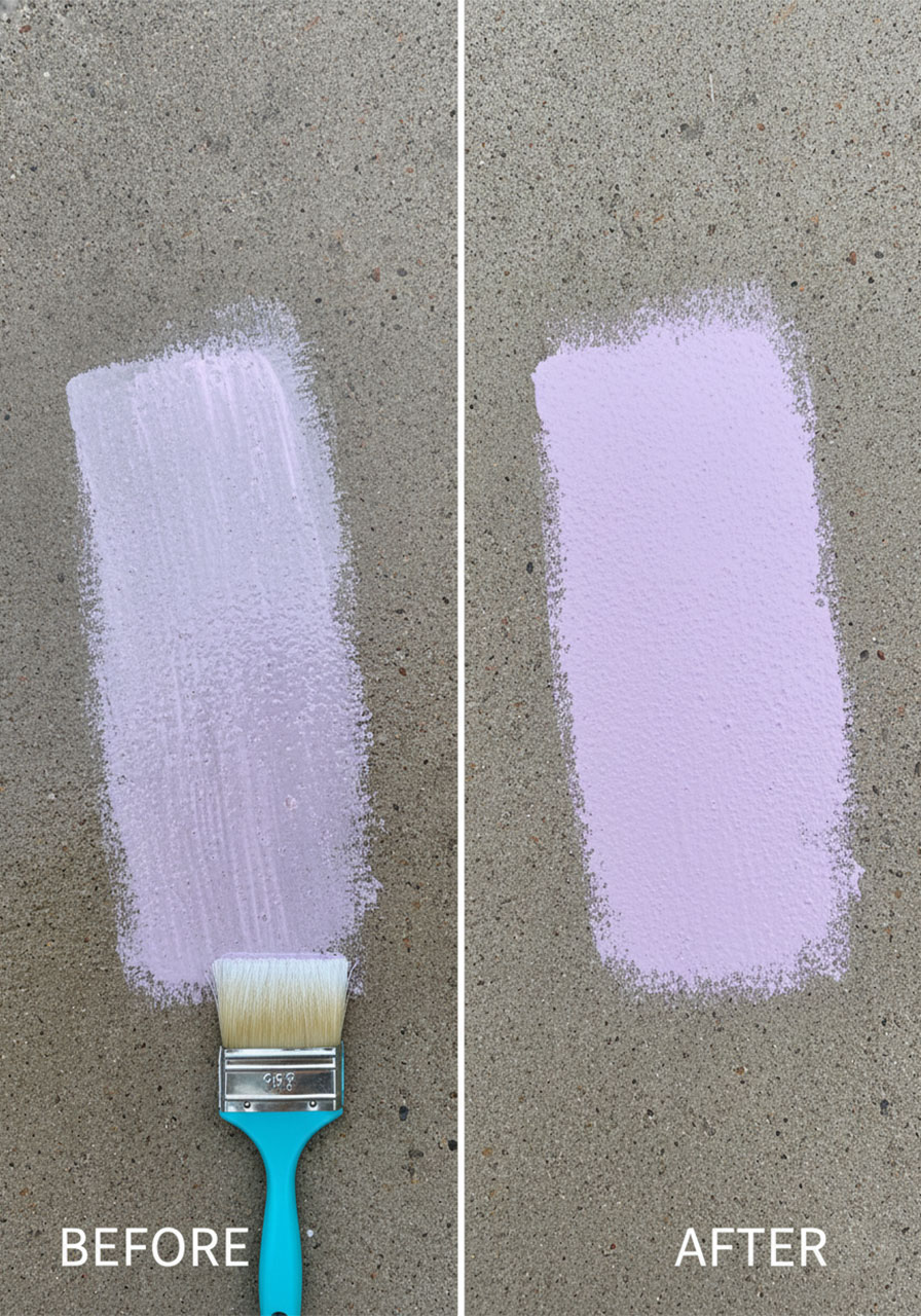 Sidewalk chalk paint before and after comparison showing pale wet color vs vibrant dried chalk finish