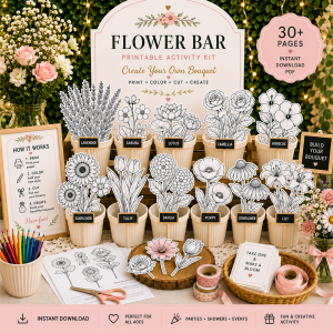 DIY Flower Bouquet Activity - Craft Station Coloring Activity - Featured Image