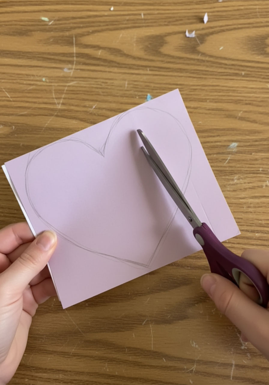 DIY paper rose heart bouquet father's day gift cut your heart based step 1a